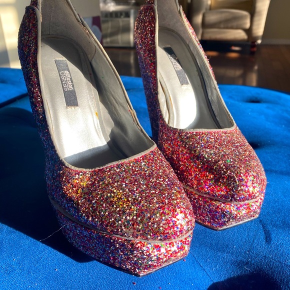 Sexy PINK Glitter Wedge Heel, Women’s Size 6.5 - Picture 4 of 5